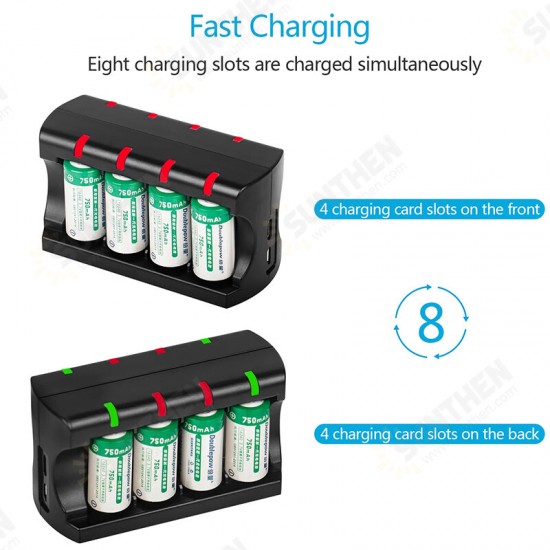 RCR123A Battery 8-slot Charger Charging Base Can Charge 8pcs 16340 16350 Battery