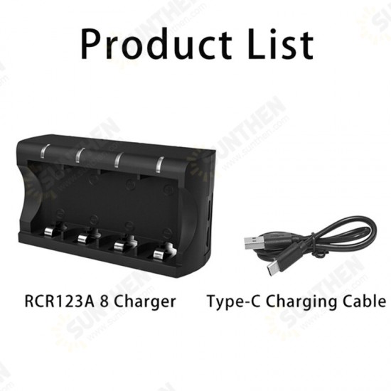 RCR123A Battery 8-slot Charger Charging Base Can Charge 8pcs 16340 16350 Battery