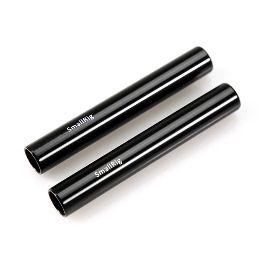 1049 Black Aluminum Alloy 15mm Rod Camera Rail Rod - 4 Inch (Pair Pack) for Monitor EVF Mount Attach