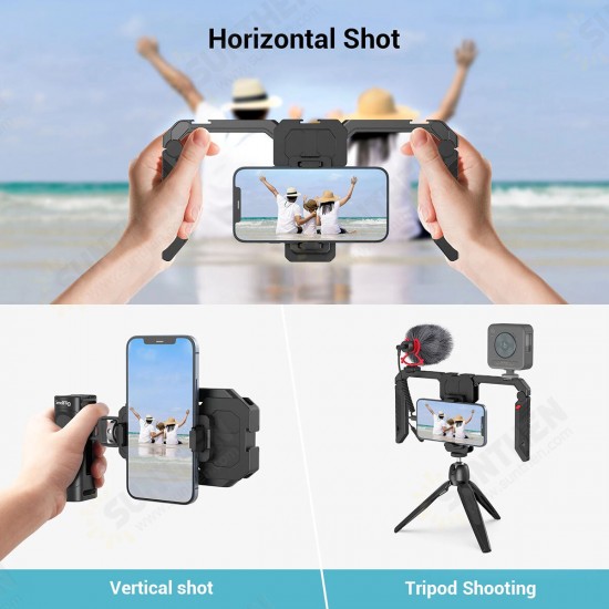 3111 SmartPhone Cage with Foldable Handles Grip support Wireless Control Compact Portable for Mobile Phone Video Shooting