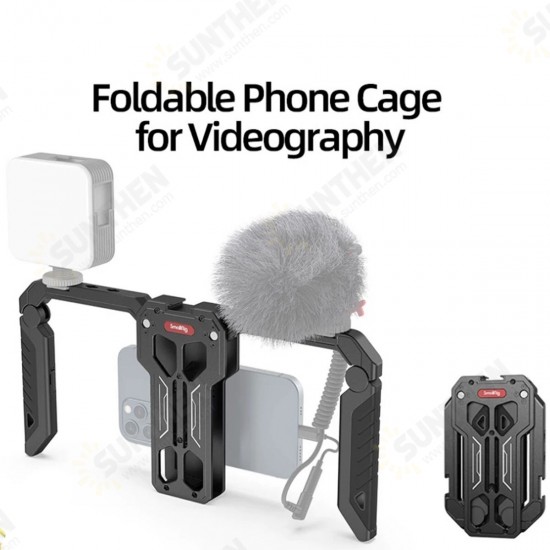 3111 SmartPhone Cage with Foldable Handles Grip support Wireless Control Compact Portable for Mobile Phone Video Shooting