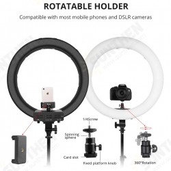 TRAVOR 18 Inch Ring Lamp Bi-Color Dimmable Ring LED Video Beauty Light for YouTube Video Live Lighting Photography TRAVOR 18 Inch Ring Lamp Bi-Color Dimmable Ring LED Video Beauty Light for YouTube Video Live Lighting Photography