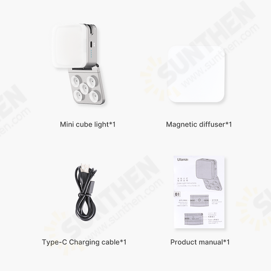 CL15 Mini Cube Video Light 2700K-8500K Magnetic Suction Cup Lamp with 1/4 inch Screw Hole for Laptop Computer Lighting Conference Mobile Phone Selfie