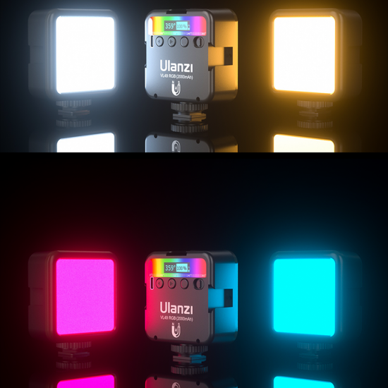 VL49 RGB Full Color LED Video Light 2500K-9000K with Magnetic Mini Fill Lamp Extend 3 Cold Shoe 2000mAh Type-c Port for Youtube Tik Tok Live Broadcast Photography