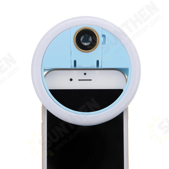 Universal Selfie LED Ring Flash 0.63x Wide-Angle Macro Phone External Lens Camera for Cell Phone