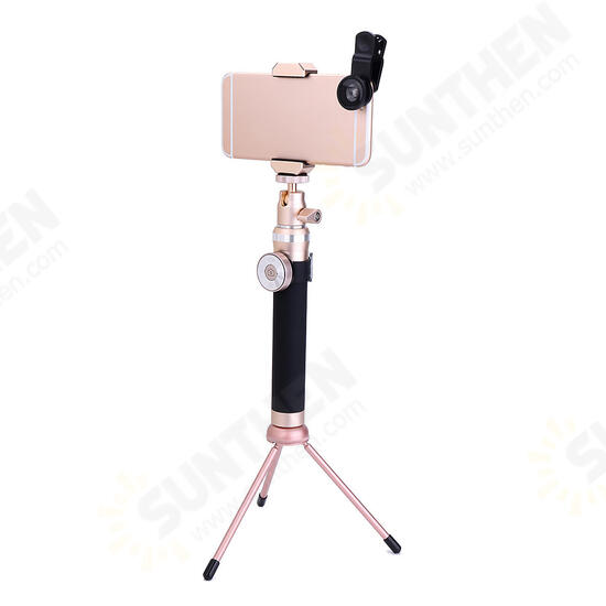 Universal bluetooth Shutter Extendable Selfie Stick with Mini Desktop Tripod Fisheye Lens Wide Angle Lens