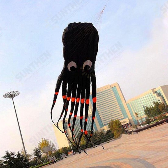 3D 26ft 8m Single Line Black Octopus POWER Sport Huge Soft Kite Outdoor Toy