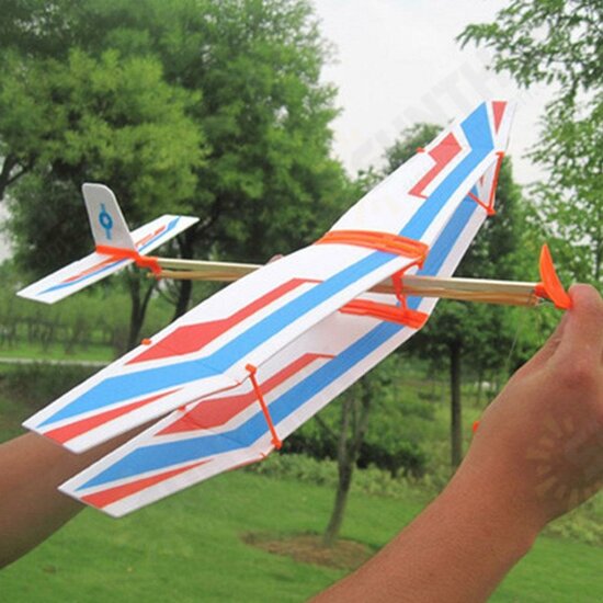 DIY Hand Throw Flying Plane Toy Elastic Rubber Band Powered Airplane Assembly Model Toys