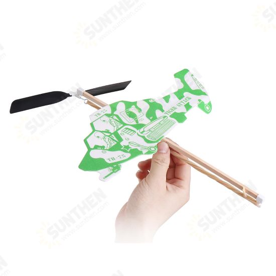 Rubber Band Powered Plane Toy Helicopter Propeller Kids Assembly Educational Toys