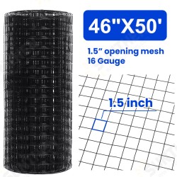 Hardware Black Vinyl Coated Wire Mesh 4ft x 50ft Gauge Chicken Wire Fence 1.5inch x 1.5inch Grid 16 Gauge Chicken Wire Fence for Chicken Coop/Run/Cage/Pen/Vegetables Garden and Home Improvement Project Hardware Black Vinyl Coated Wire Mesh 4ft x 50ft Gauge Chicken Wire Fence 1.5inch x 1.5inch Grid 16 Gauge Chicken Wire Fence for Chicken Coop/Run/Cage/Pen/Vegetables Garden and Home Improvement Project