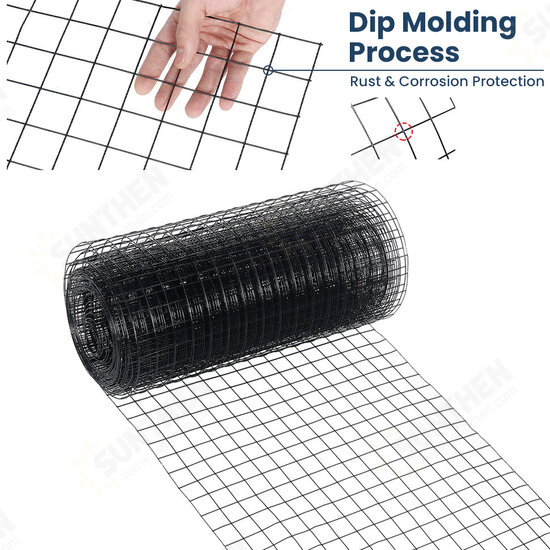 Hardware Black Vinyl Coated Wire Mesh 4ft x 50ft Gauge Chicken Wire Fence 1.5inch x 1.5inch Grid 16 Gauge Chicken Wire Fence for Chicken Coop/Run/Cage/Pen/Vegetables Garden and Home Improvement Project