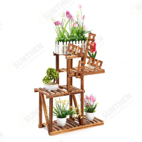 Solid Wood Flower Plant Display Stand Home Garden Plant Flower Pot Storage Rack Durable Balcony Flower Stand Decorations