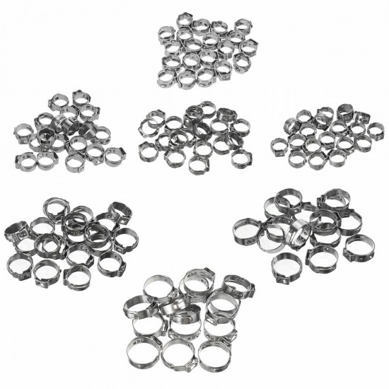 130 Pcs 1 Ear Hose Clamps, Stainless Steel, Assortment of Hose Clamps, Vehicle Galvanized