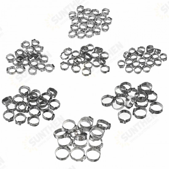 130 Pcs 1 Ear Hose Clamps, Stainless Steel, Assortment of Hose Clamps, Vehicle Galvanized