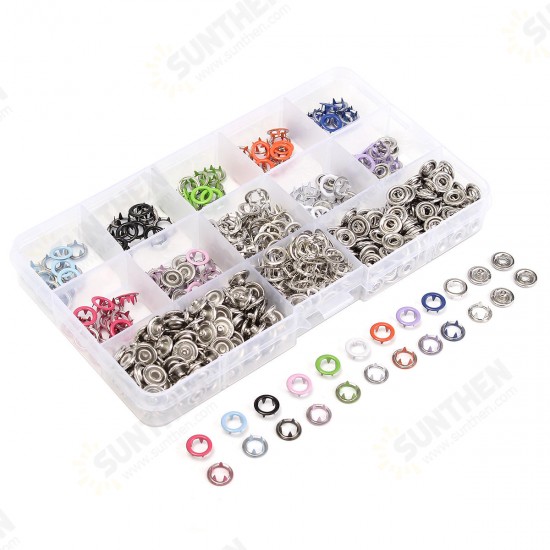 150 Sets 9.5mm 10 Colors Prong Ring Press Studs Snap Fasteners Dummy Clip Pliers