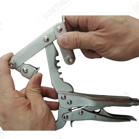 1PCS 10Inches 4-Point Locking Pliers Quick Adjustable Width of C-Clamp Holding from 2in~5in Locking Pliers