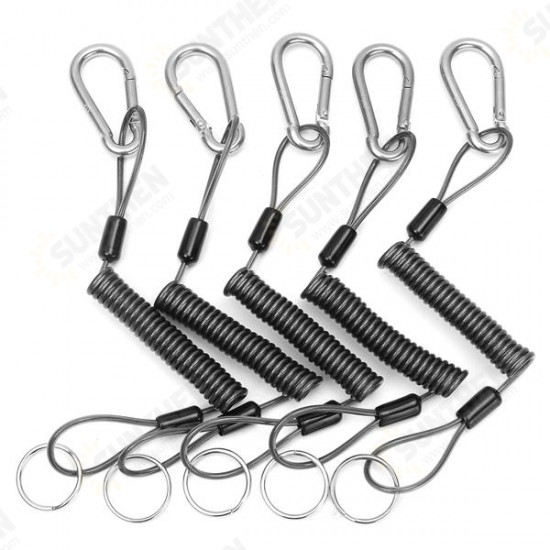 5Pcs 26cm Steel Plier Coil Tether Lanyard Secure Grip Retracting Tool