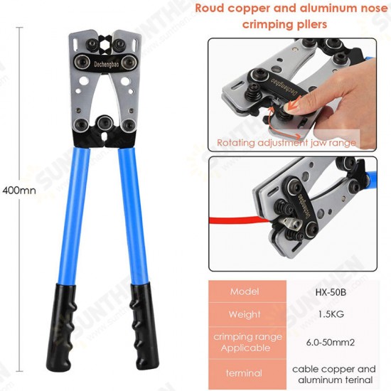 Hx-50b Adjustable European Large-scale Crimping Pliers, Copper and Aluminum Nose Bare Terminal Crimping Pliers Set