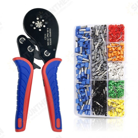 Ratchet Ferrule Crimping Tool Kit-Ferrule Crimper Plier 0.08-16mm2 Wire Ferrules Crimp Wire Ends Terminal Connectors With 800/1200/1800PCS Terminal