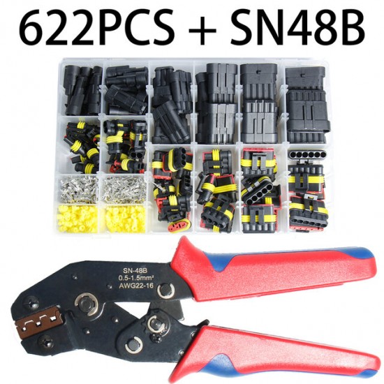 SN-48B Car Electrical Wire Connector Plug Automotive Waterproof 1/2/3/4 Pin Motocycle Truck Harness Male Female Crimping Pliers