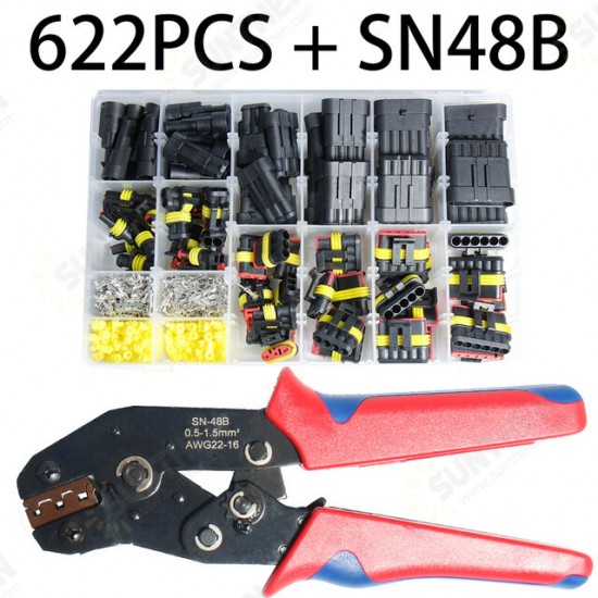 SN-48B Car Electrical Wire Connector Plug Automotive Waterproof 1/2/3/4 Pin Motocycle Truck Harness Male Female Crimping Pliers