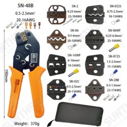 SN-48B Crimper Kit 0.5-2.5mm 2 20-13AAWG Interchangeable Die Wire Terminal Crimping Manual Tool For 2.84.8 6.3 XH2.54 Terminals SN-48B Crimper Kit 0.5-2.5mm 2 20-13AAWG Interchangeable Die Wire Terminal Crimping Manual Tool For 2.84.8 6.3 XH2.54 Terminals