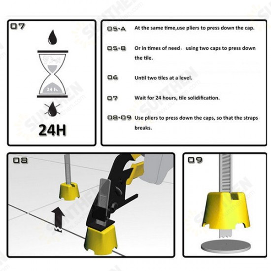 Tile Leveling System Construction Tools Caps/Straps/Plier