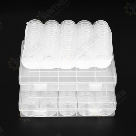 100PCS 27mm Coin Storage Box Round Cases Applied Clear Portable Round Holder Box