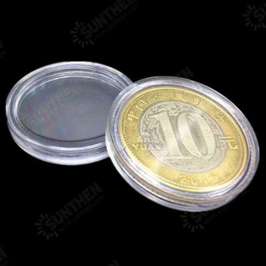 100PCS 27mm Coin Storage Box Round Cases Applied Clear Portable Round Holder Box