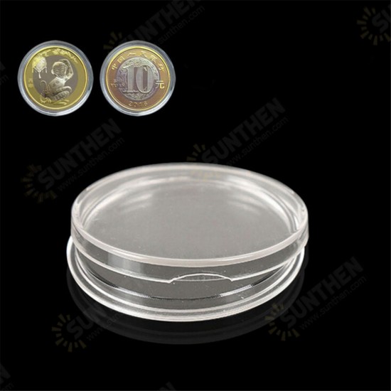 100PCS 27mm Coin Storage Box Round Cases Applied Clear Portable Round Holder Box