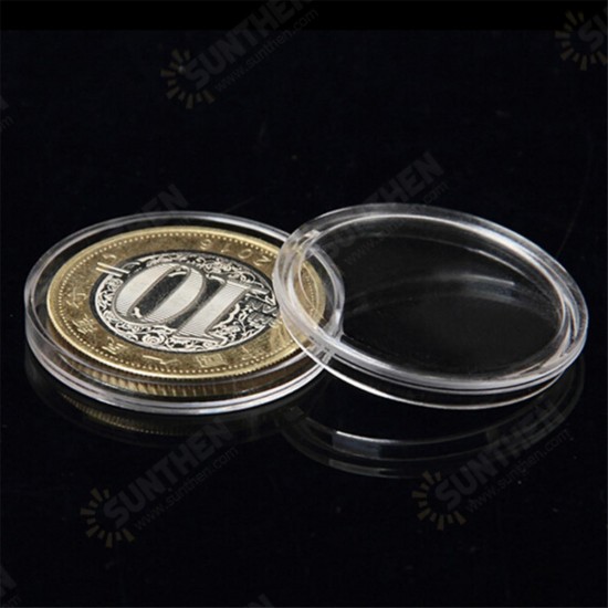 100PCS 27mm Coin Storage Box Round Cases Applied Clear Portable Round Holder Box