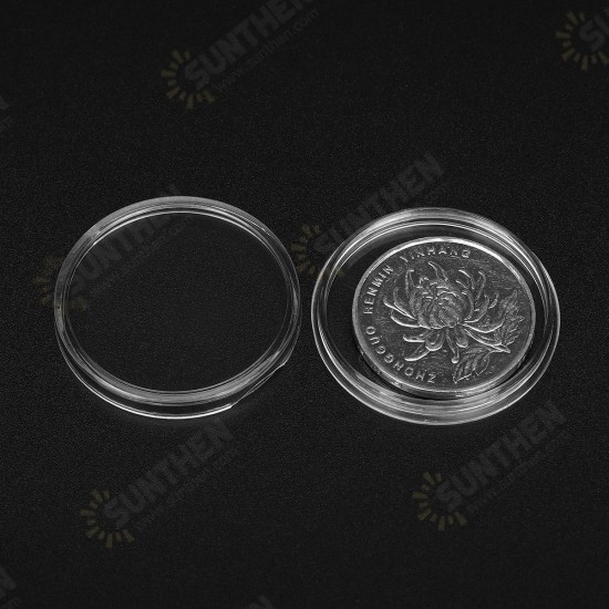 100PCS 27mm Coin Storage Box Round Cases Applied Clear Portable Round Holder Box