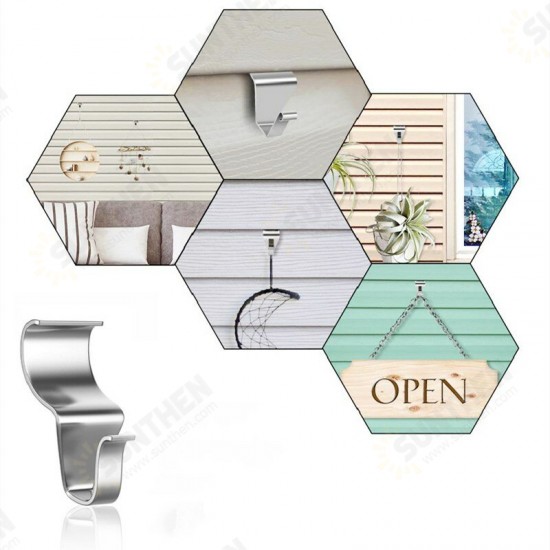 10Pcs Vinyl Siding Hooks Hanger Stainless Steel No-Hole Needed Vinyl Siding Clips for Hanging Home Outdoor Decorations