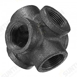 1/2inch 3/4inch 1inch 6 Way Pipe Fitting Malleable Iron Black Double Outlet Cross Female Tube Connector 1/2inch 3/4inch 1inch 6 Way Pipe Fitting Malleable Iron Black Double Outlet Cross Female Tube Connector