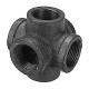 1/2inch 3/4inch 1inch 6 Way Pipe Fitting Malleable Iron Black Double Outlet Cross Female Tube Connector