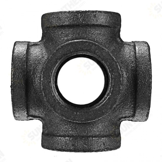 1/2inch 3/4inch 1inch 6 Way Pipe Fitting Malleable Iron Black Double Outlet Cross Female Tube Connector