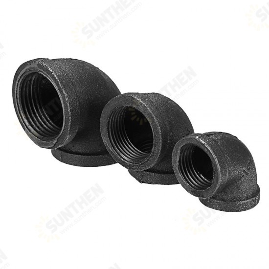 1/2inch 3/4inch 1inch Elbow 90 Degree Pipes Fittings Malleable Iron Black Female Connector