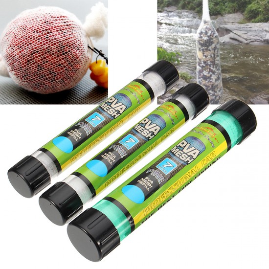 15/25/37mm Width PVA Wide Wire Mesh Coarse Fishing Baits Bag Stocking Plunger Stick Tube 7m Length