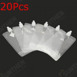 20Pcs Clear Spout Stand Up Liquid Flask Pouch Bag With Cap