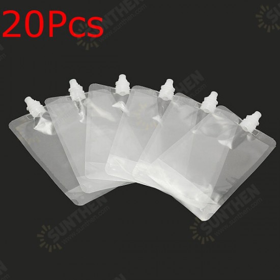 20Pcs Clear Spout Stand Up Liquid Flask Pouch Bag With Cap