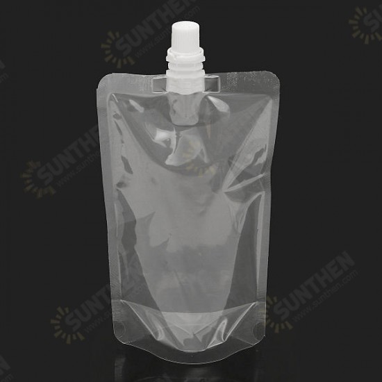 20Pcs Clear Spout Stand Up Liquid Flask Pouch Bag With Cap