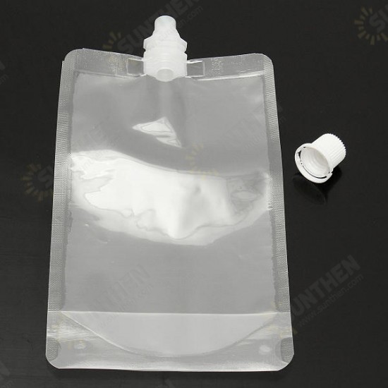 20Pcs Clear Spout Stand Up Liquid Flask Pouch Bag With Cap