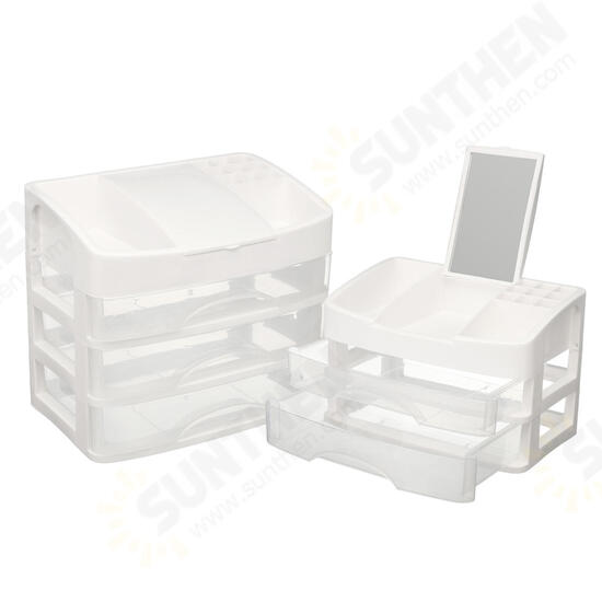 2/3 Layers Clear Drawers Makeup Case Cosmetic Organizer Storage Jewelry Box Holder