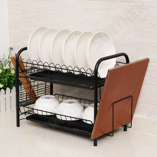 2/3 Tier Stainless Steel Dish Rack Drainer Cutlery Kitchen Storage Holder