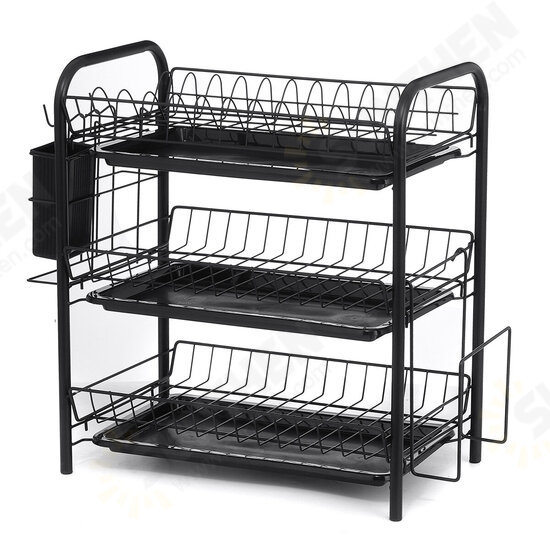 2/3 Tier Stainless Steel Dish Rack Drainer Cutlery Kitchen Storage Holder