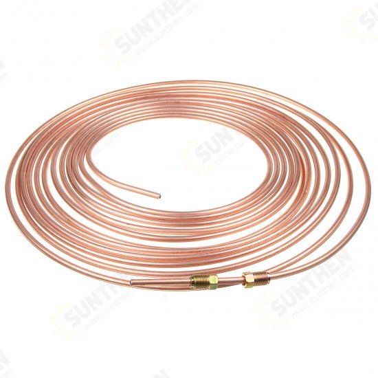 25ft Copper Brake Line Pipe Hose Kit 10 Male & 10 Female Nuts Joiner Joint 3/16 Union