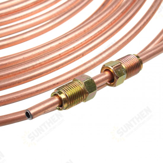 25ft Copper Brake Line Pipe Hose Kit 10 Male & 10 Female Nuts Joiner Joint 3/16 Union