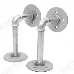 2Pcs Iron Pipe Shelf Brackets Silver Industrial Steel Holder Home Decor DIY 2Pcs Iron Pipe Shelf Brackets Silver Industrial Steel Holder Home Decor DIY