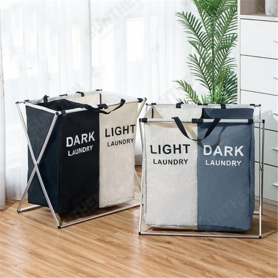 3 Grids Foldable Clothes Storage Hamper Baskets Organizer Laundry Bag