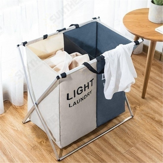 3 Grids Foldable Clothes Storage Hamper Baskets Organizer Laundry Bag